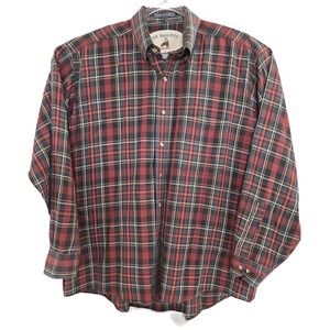 Vintage G.H. Bass & Co Shirt Mens XL Red Green Plaid Button Down Casual 90s